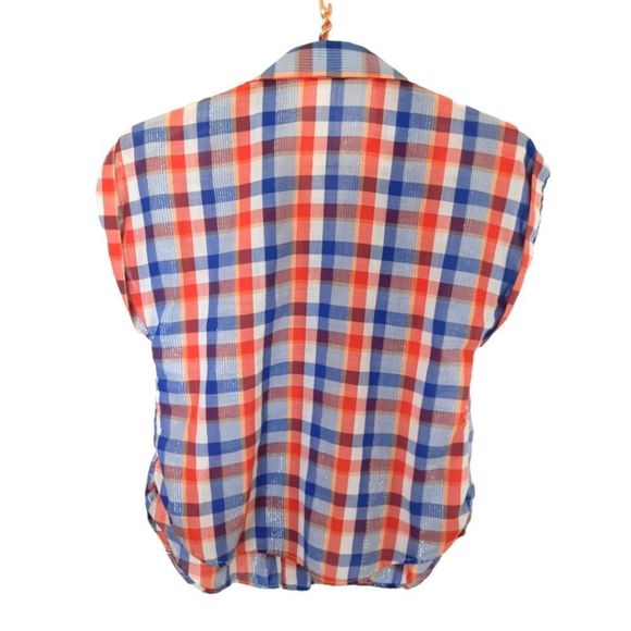 Vintage Top Size Small or Medium Plaid with Metallic Threads - Picture 3 of 4